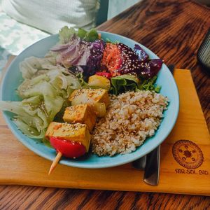 Espetada de Tofu at Rir Sol Bio in Alcobaca