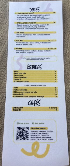 Cardápio  at Kantina Prestes in Natal