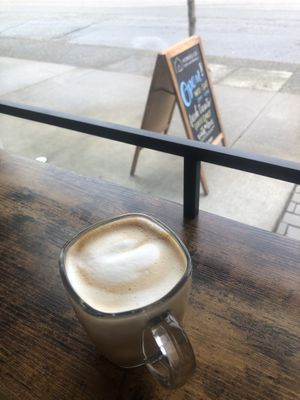 Oat milk latte   at Homeslice Cafe & Bakery in Vancouver
