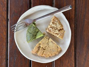 Peanut butter and vanilla cookie (both vegan)  at Mono Café in Sitges