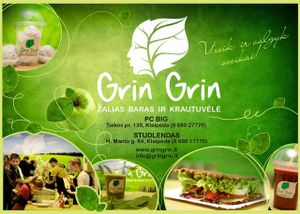 logo with address at Grin Grin in Klaipeda