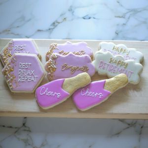 Custom vegan cookies from a 'Happy Retirement' cookie order at Calloway Cookie Co in Shaker Heights