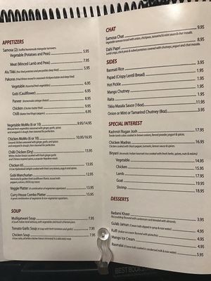 Curry House menu at Curry House in Wake Forest