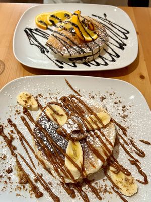 Both sets of pancakes   at Wild Wee Pancakes in Inverness