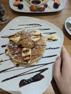 Banana, peanut butter, and chocolate at Wild Wee Pancakes in Inverness