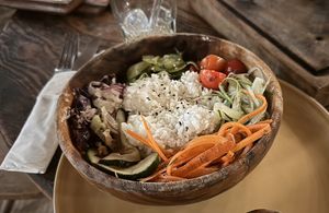 vegan poke bowl  at La Cala Beach Club in 