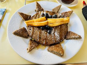 Sunshine pancake ☀️  at Bread and Chocolate Vegan Bistro in George Town