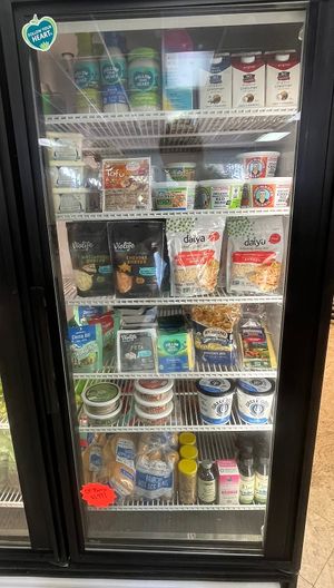 vegan dairy products and tofu  at Food For Thought Market in Marathon