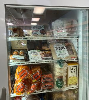 many types of Beyond meat and Just egg  at Food For Thought Market in Marathon