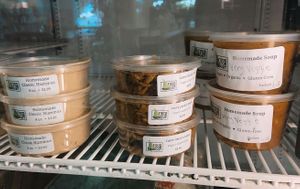 homemade soups, curry and hummus at Food For Thought Market in Marathon