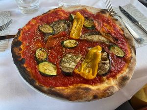 Pizza con le verdure   at Hotel Dolomiten Ristorante Pizzeria in Dobbiaco
