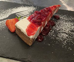 Cheesecake vegana at Hotel Dolomiten Ristorante Pizzeria in Dobbiaco