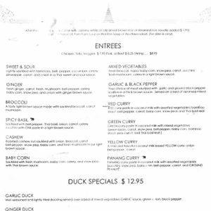 lunch menu at Ayuttaya Thai Cuisine in Ocala