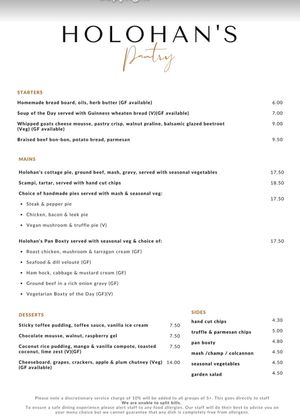  at Holohan's Pantry in Belfast