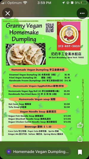 Menu  at Homemade Vegan Dumpling House  in New York City