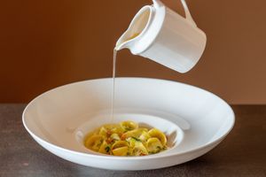 Tortello fresh pasta at Bis Osteria Italiana Contemporanea in Colle Di Val Delsa