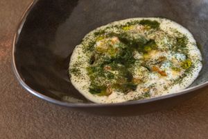 Scarpetta - Pecorino fondue, kale, almond at Bis Osteria Italiana Contemporanea in Colle Di Val Delsa