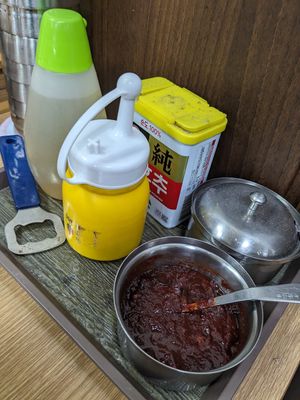 condiments at Park Myeong-do Bongpyeong Buckwheat Makguksu- 박명도 봉평 메밀막국수 in Seoul