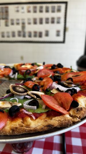 Vegan cauliflower crust pizza.  at EZ PZ Pizza in Fredericksburg