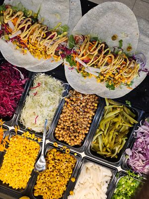 "Chicken" nuggets wraps in preparation at VeganLand in Bremen