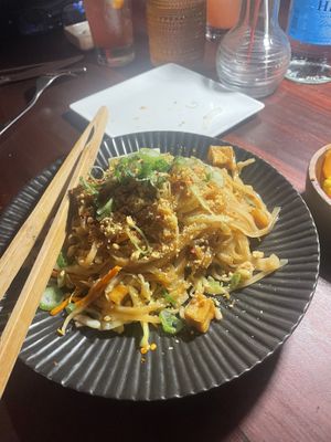 Pad Thai without shrimp chicken and egg $23  at CocoMaya Restaurant in Virgin Gorda