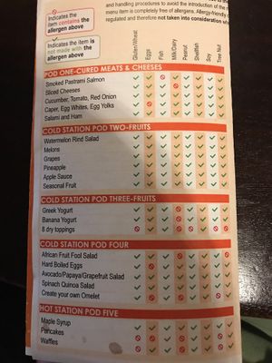 Allergy menu at Boma - Flavors of Africa in Lake Buena Vista