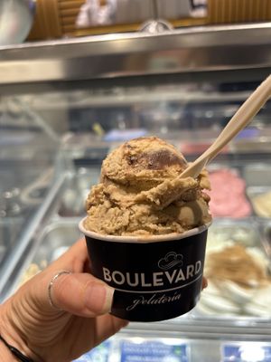 The buenissimo flavor is hazelnut and chocolate - so good!   at Gelatería Boulevard in San Sebastian