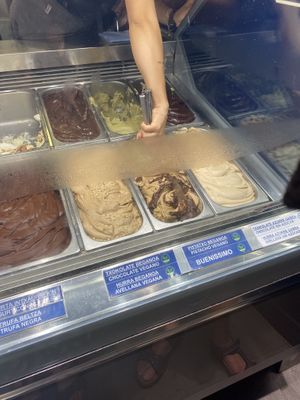 Chocolate, hazelnut, pistachio and Bueno flavours are all vegan (also some others like mango and lemon)  at Gelatería Boulevard in San Sebastian