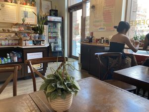 Seating insidee  at APM Coffee in Boston