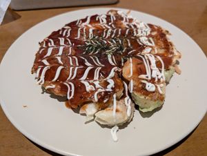 Okonomiyaki at Vegan and Gluten Free Osaka. - The Second Room Cafe in Osaka