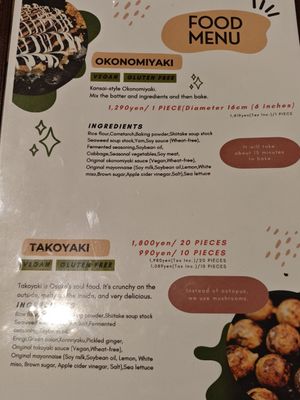 Menu at Vegan and Gluten Free Osaka. - The Second Room Cafe in Osaka