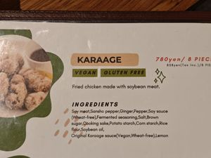 Menu at Vegan and Gluten Free Osaka. - The Second Room Cafe in Osaka