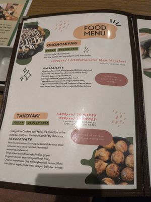 Menu at Vegan and Gluten Free Osaka. - The Second Room Cafe in Osaka