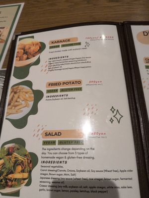 Menu at Vegan and Gluten Free Osaka. - The Second Room Cafe in Osaka