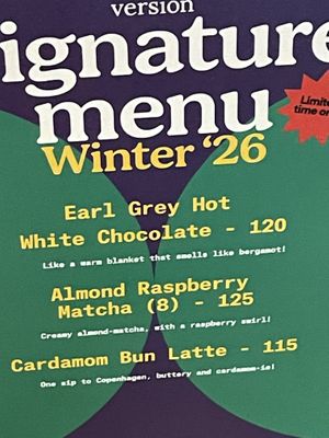 Seasonal menu   at Version Coffee in Prague