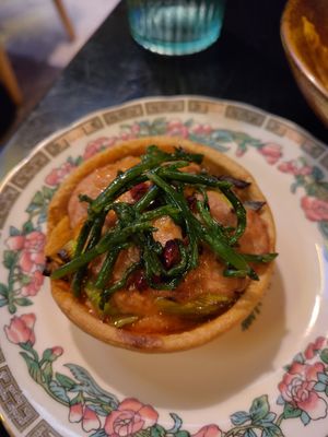 Tapas #4 quiche with silken tofu , leek and samphire at Planttrekkerij  in Antwerpen