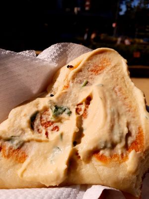 Spinach puff, the bread is super soft and fluffy. Total hit at Kings Cross Farmers Market in Sydney