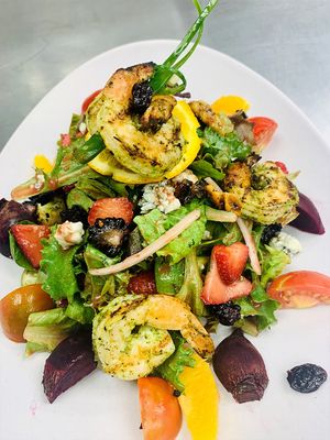 Chimichurri Grilled Shrimp and Roselle Salad at Shangri-La Springs in Bonita Springs