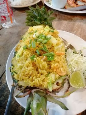 Rice with vegetables and pineapple at Welcome Back Restaurant in Krabi