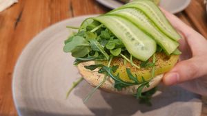 Hummus Bagel at Javista Coffee in Hollywood