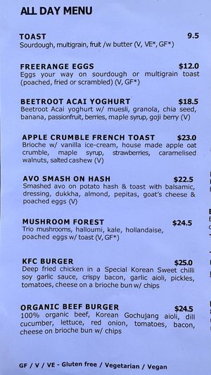 Labeled menu   at Pavlov's Duck in Fitzroy