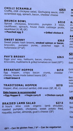 Labeled menu   at Pavlov's Duck in Fitzroy