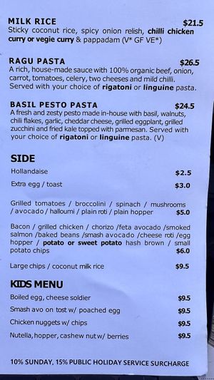 Labeled menu  at Pavlov's Duck in Fitzroy