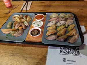 Vegan dumpling platter at Momos - Organic Veggie Dumplings in Berlin