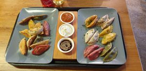 Momos experience, half fried half steamed, both delicious at Momos - Organic Veggie Dumplings in Berlin