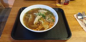 Vegan dumpling soup 😋 at Momos - Organic Veggie Dumplings in Berlin