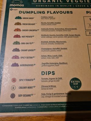 Menu 2 at Momos - Organic Veggie Dumplings in Berlin