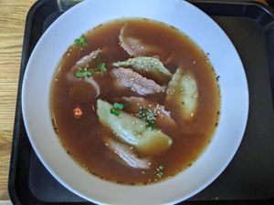 Dumplings in soup (9,90€) from the lunch menu - 4/5. at Momos - Organic Veggie Dumplings in Berlin