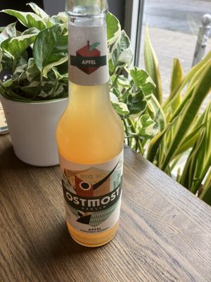 Vegan ‘Apfelschorle’ (apple juice and sparkling mineral water)  at Momos - Organic Veggie Dumplings in Berlin