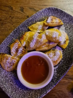 Banana dessert dumplings at Momos - Organic Veggie Dumplings in Berlin